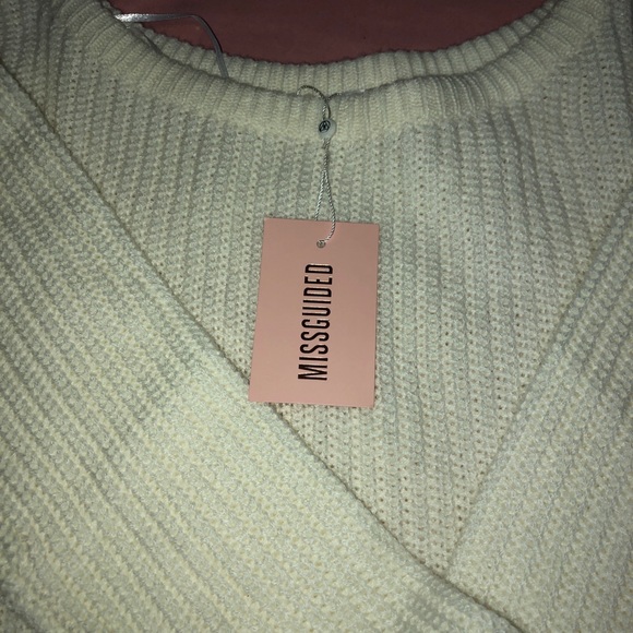 white off the shoulder knitted sweater dress - - Picture 5 of 5